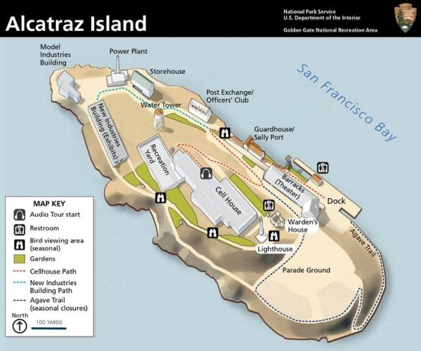 Mapa de la cárcel de Alcatraz en San Francisco